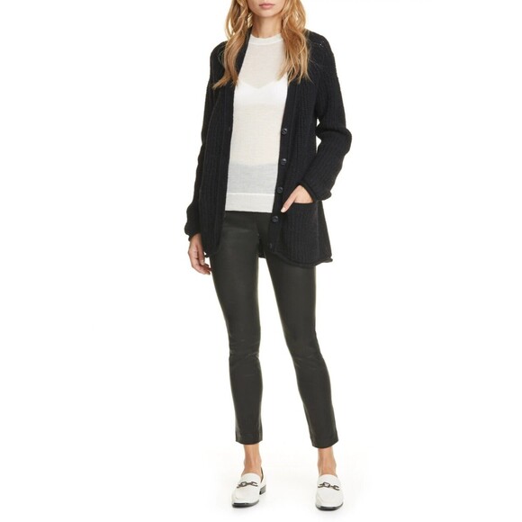Rag & Bone Simone Womens Lamb Leather Ankle Crop Pants Leggings Black Size 00 XS
